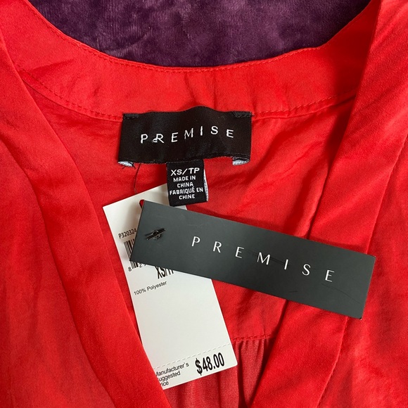 NWT Premise XS red silky tank top blouse - Picture 2 of 3
